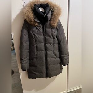 Soia & Kyo Women’s Real Down Coat with Genuine Fur Hood – Grey